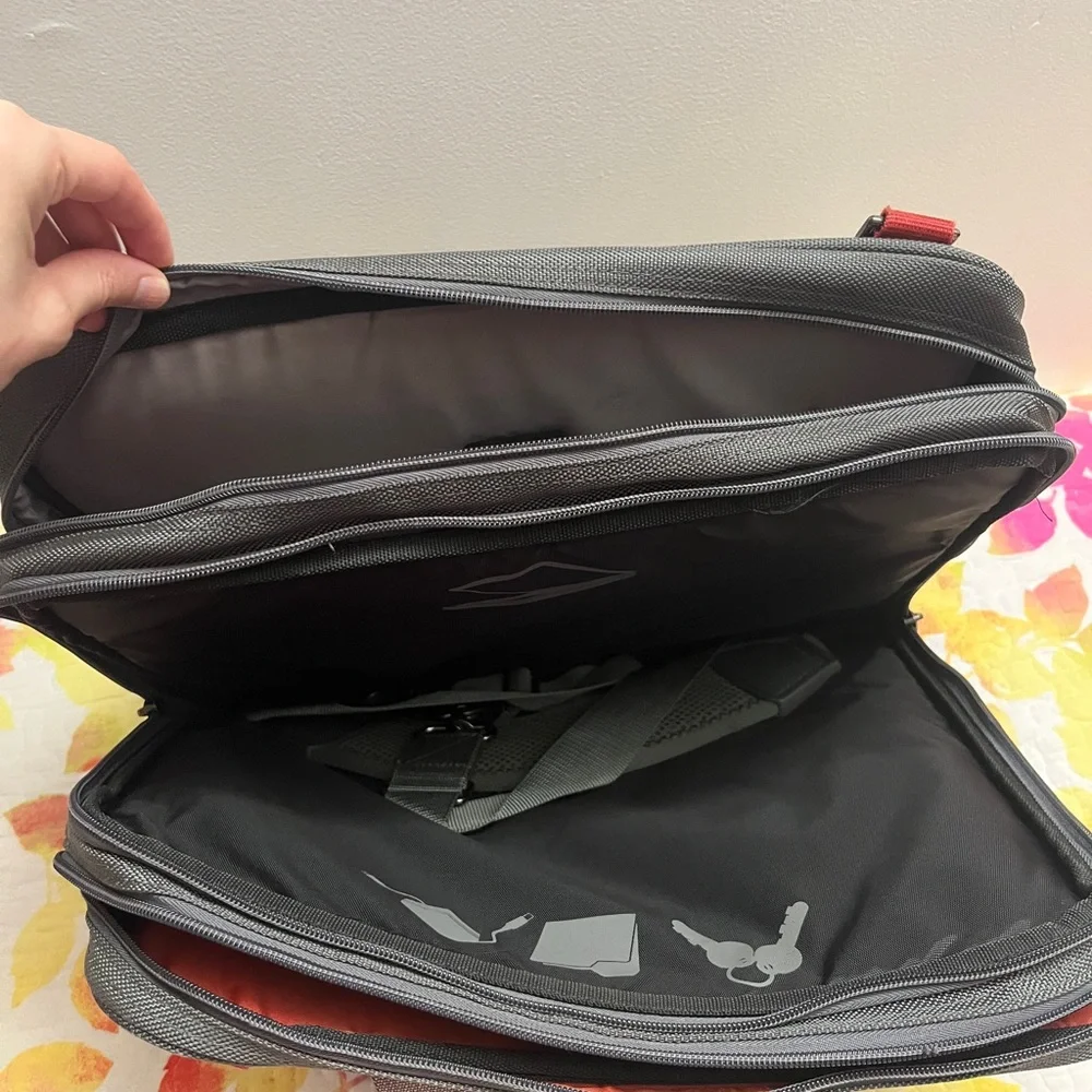 Gray and Red Men's Briefcase Laptop Bag